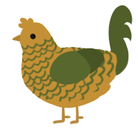 Acacia, a gold and olive chicken with a lace pattern