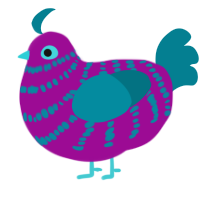 A plum and sea chicken with a bar pattern
