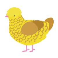 Strawberry Banana, a yellow and gold chicken with a lace pattern