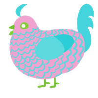 (unnamed), a pink and aqua chicken with a lace pattern