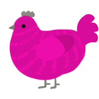 Fuche-uh-something, a fuchsia chicken with a bar pattern