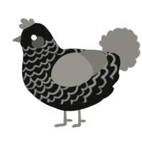 A black and ash chicken with a lace pattern