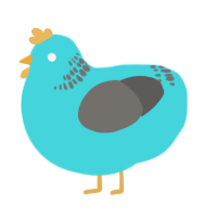 A aqua and grey chicken with a neck-band pattern