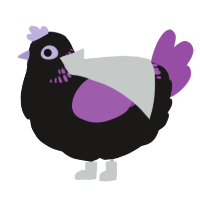 A sable and amethyst chicken with a neck-band pattern