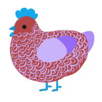 Cherry Cola, a red and lilac chicken with a double-lace pattern