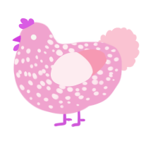 The Pink Two, a pink and rose chicken with a speckle pattern