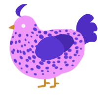 Bouquet, a lavender and indigo chicken with a speckle pattern