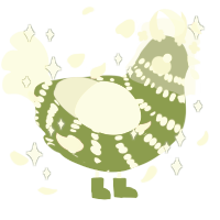 A chartreuse and mist chicken with a bar pattern