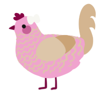 A pink and beige chicken with a lace pattern