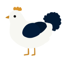 A white and tumblr chicken