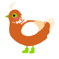 Boots, a brown and cream chicken with a neck-speckle pattern