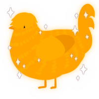 Odin, a gold chicken with a bar pattern
