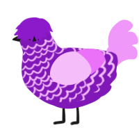 A violet and lavender chicken with a lace pattern