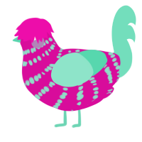 (unnamed), a fuchsia and mint chicken with a bar pattern