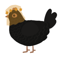 A black and sable chicken with a lace pattern