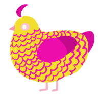 Grapefruit, a yellow and fuchsia chicken with a lace pattern