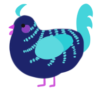 (unnamed), a navy and aqua chicken with a half-bar pattern