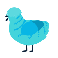 Air Force One Angel, a aqua and cerulean chicken with a half-bar pattern
