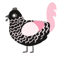 A sable and rose chicken with a lace pattern