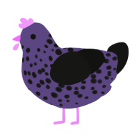 (unnamed), a overcast and black chicken with a speckle pattern