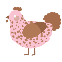 TAFFY, a rose and brown chicken with a speckle pattern
