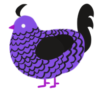Lavandula, a blurple and sable chicken with a lace pattern