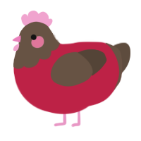 A crimson and bark chicken with a head pattern