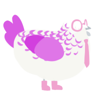 Rizzo, a white and orchid chicken with a half-lace pattern