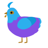Rock Candy, a blurple and sky chicken with a head pattern