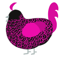 A black and fuchsia chicken with a double-lace pattern