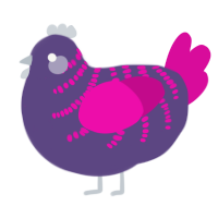 (unnamed), a overcast and fuchsia chicken with a half-bar pattern