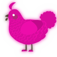 Tuna, a fuchsia chicken with a lace pattern