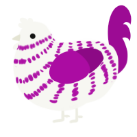 A white and plum chicken with a bar pattern