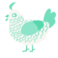 A white and mint chicken with a lace pattern