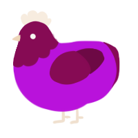 A amethyst and wine chicken with a head pattern