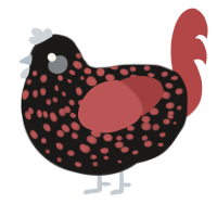 (unnamed), a sable and red chicken with a speckle pattern