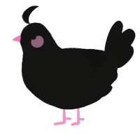 Poorly foot, a black chicken with a double-lace pattern
