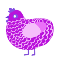 A amethyst and lavender chicken with a lace pattern