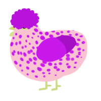 Barbie Girl, a rose and amethyst chicken with a speckle pattern