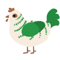 spirulina, a cream and viridian chicken with a half-bar pattern