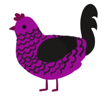 Geoffrey, a plum and sable chicken with a lace pattern