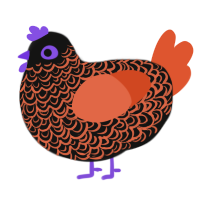 (unnamed), a black and vermilion chicken with a double-lace pattern