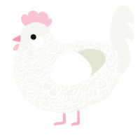 Pillage, a white chicken with a double-lace pattern