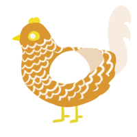 A orange and cream chicken with a lace pattern