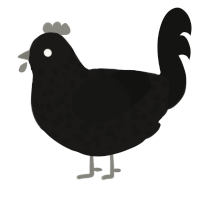 A sable and black chicken with a speckle pattern