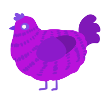 A amethyst and violet chicken with a bar pattern