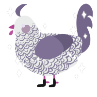 Preplumina, a silver and overcast chicken with a double-lace pattern
