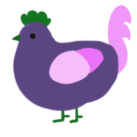Thing 2, a overcast and lavender chicken