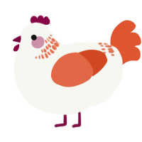 A white and vermilion chicken with a neck-band pattern