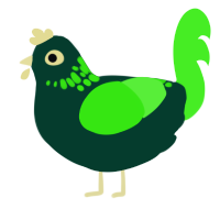 A rose and amethyst chicken with a neck-speckle pattern